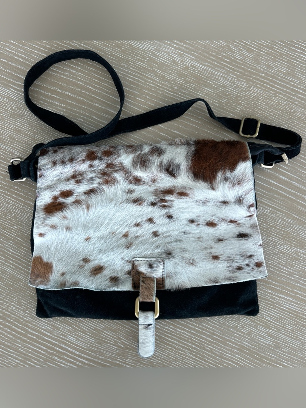 Italian Leather Cowhide Crossbody Bag Western Boho Shoulder Bag brown black